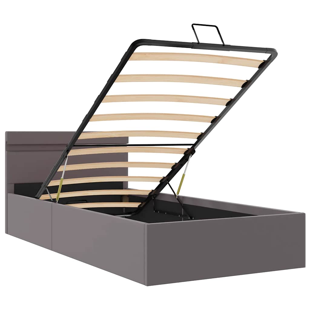 Πλαίσιο Κρεβατιού Αποθ. Χώρο/LED Γκρι 100x200 εκ. Δερματίνη - Pakobazaar