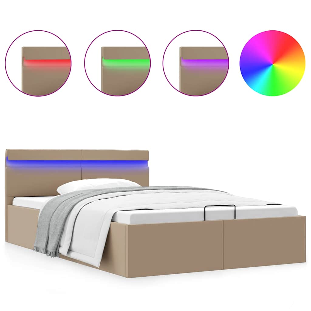 Πλαίσιο Κρεβατιού Αποθ. Χώρο/LED Καπουτσίνο 120x200εκ Δερματίνη - Pakobazaar