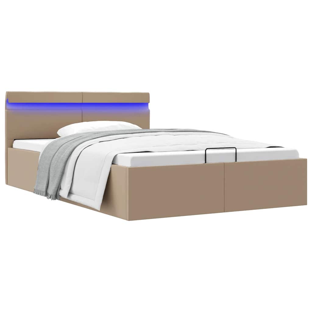 Πλαίσιο Κρεβατιού Αποθ. Χώρο/LED Καπουτσίνο 120x200εκ Δερματίνη - Pakobazaar