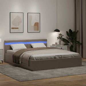 Πλαίσιο Κρεβατιού Αποθ. Χώρο/LED Καπουτσίνο 160x200εκ Δερματίνη - PAKOBAZAAR