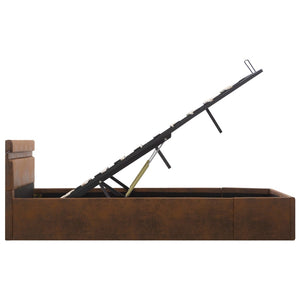 Πλαίσιο Κρεβατιού με Αποθ. Χώρο/LED Καφέ 140x200 εκ. Ύφασμα