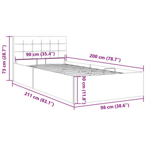 Πλαίσιο Κρεβατιού με Αποθηκ. Χώρο Taupe 90x200 εκ. Υφασμάτινο - PAKOBAZAAR