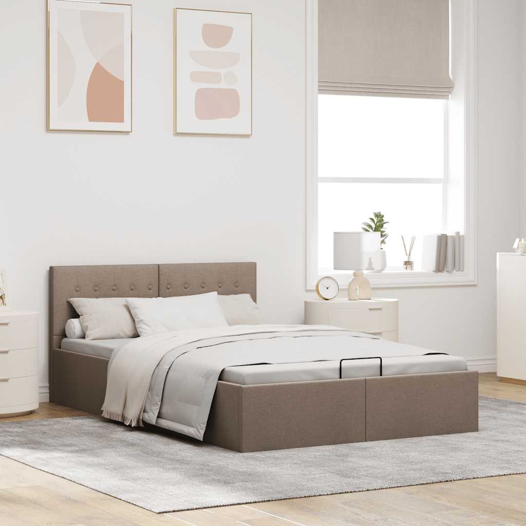 Πλαίσιο Κρεβατιού με Αποθηκ. Χώρο Taupe 140x200 εκ. Υφασμάτινο - PAKOBAZAAR