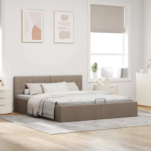 Πλαίσιο Κρεβατιού με Αποθηκ. Χώρο Taupe 160x200 εκ. Υφασμάτινο - PAKOBAZAAR