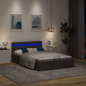 Πλαίσιο Κρεβατιού με Αποθ. Χώρο/LED Σκ. Γκρι 120x200 εκ. Ύφασμα - Pakobazaar