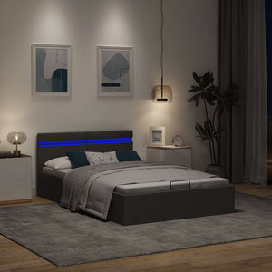 Πλαίσιο Κρεβατιού με Αποθ. Χώρο/LED Σκ. Γκρι 140x200 εκ. Ύφασμα - PAKOBAZAAR