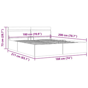 Πλαίσιο Κρεβατιού με Αποθ. Χώρο/LED Σκ. Γκρι 180x200 εκ. Ύφασμα - PAKOBAZAAR