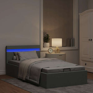 Πλαίσιο Κρεβατιού με Αποθ. Χώρο/LED Αν. Γκρι 90x200 εκ. Ύφασμα - PAKOBAZAAR
