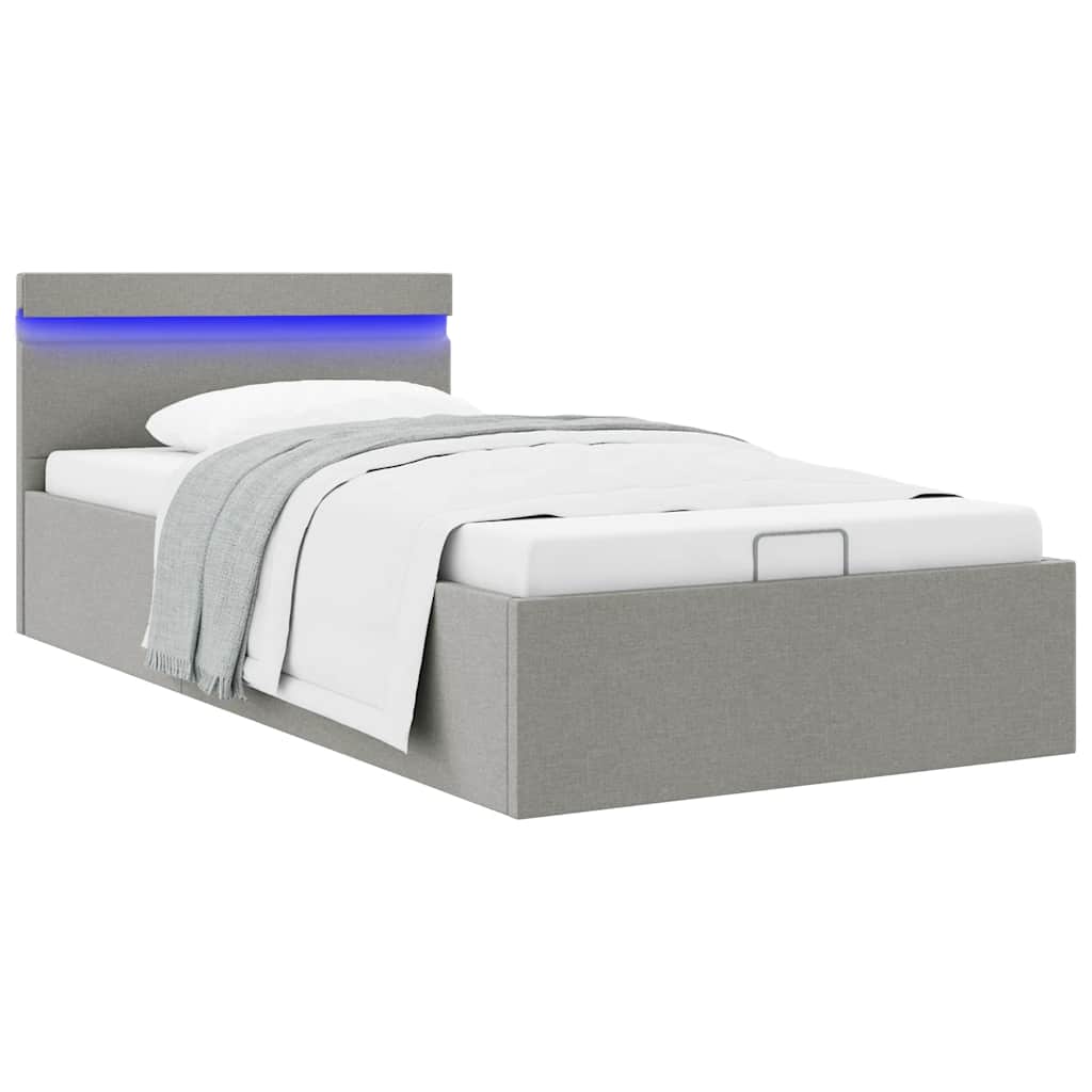 Πλαίσιο Κρεβατιού με Αποθ. Χώρο/LED Αν. Γκρι 90x200 εκ. Ύφασμα - PAKOBAZAAR