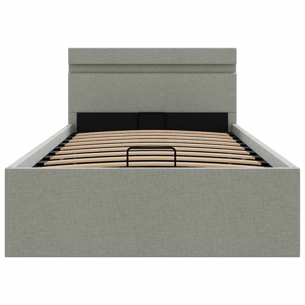Πλαίσιο Κρεβατιού με Αποθ. Χώρο/LED Αν. Γκρι 100x200 εκ. Ύφασμα - Pakobazaar
