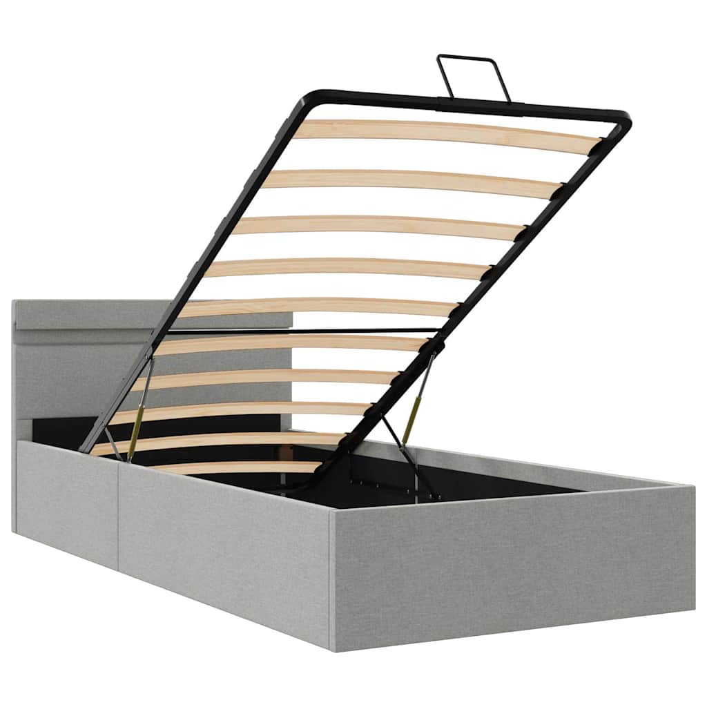 Πλαίσιο Κρεβατιού με Αποθ. Χώρο/LED Αν. Γκρι 100x200 εκ. Ύφασμα - Pakobazaar