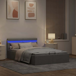 Πλαίσιο Κρεβατιού με Αποθ. Χώρο/LED Αν. Γκρι 140x200 εκ. Ύφασμα - PAKOBAZAAR
