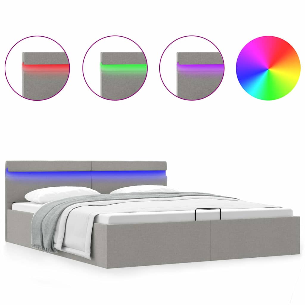 Πλαίσιο Κρεβατιού με Αποθ. Χώρο/LED Αν. Γκρι 160x200 εκ. Ύφασμα - PAKOBAZAAR