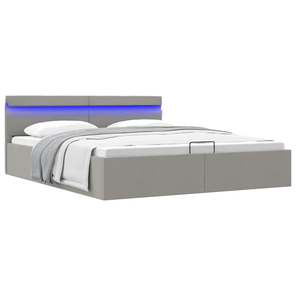 Πλαίσιο Κρεβατιού με Αποθ. Χώρο/LED Αν. Γκρι 160x200 εκ. Ύφασμα - PAKOBAZAAR