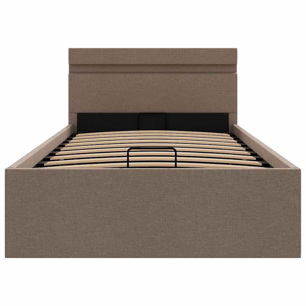 Πλαίσιο Κρεβατιού με Αποθ. Χώρο/LED Taupe 90x200 εκ. Ύφασμα - Pakobazaar
