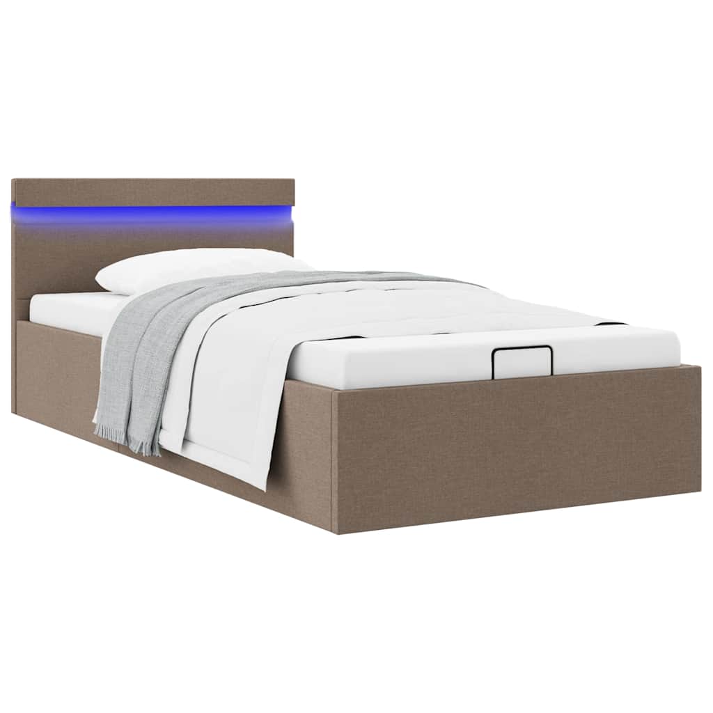 Πλαίσιο Κρεβατιού με Αποθ. Χώρο/LED Taupe 100x200 εκ. Ύφασμα