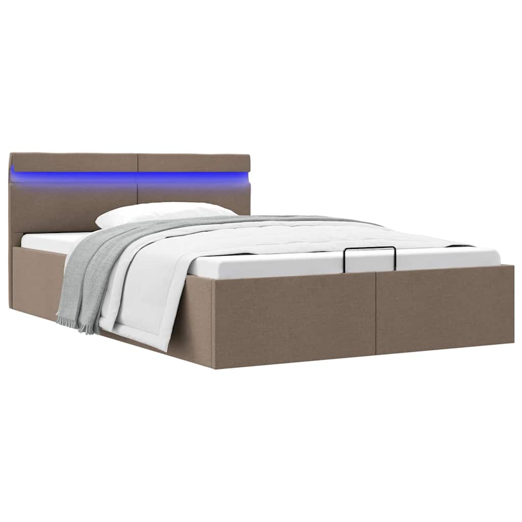 Πλαίσιο Κρεβατιού με Αποθ. Χώρο/LED Taupe 120x200 εκ. Ύφασμα - PAKOBAZAAR