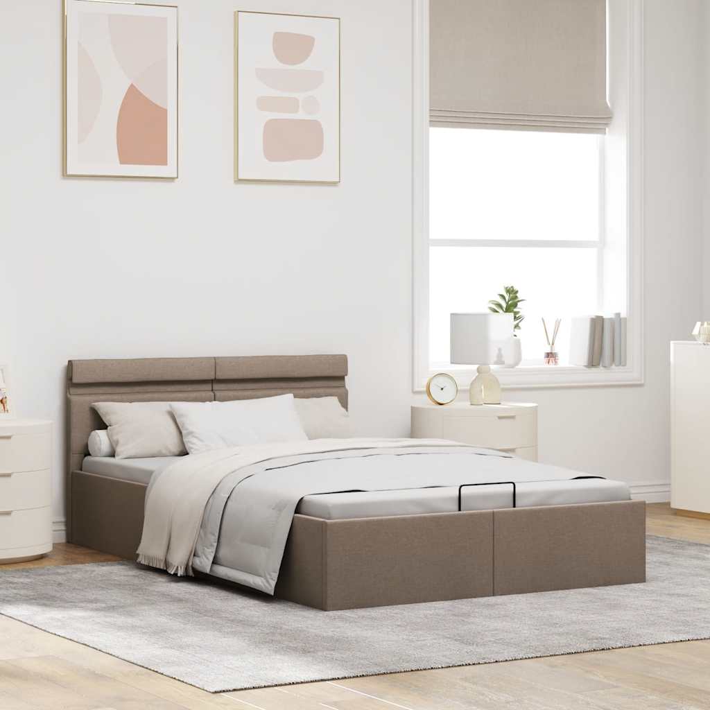 Πλαίσιο Κρεβατιού με Αποθ. Χώρο/LED Taupe 140x200 εκ. Ύφασμα - PAKOBAZAAR