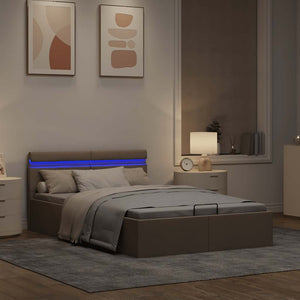 Πλαίσιο Κρεβατιού με Αποθ. Χώρο/LED Taupe 140x200 εκ. Ύφασμα - PAKOBAZAAR