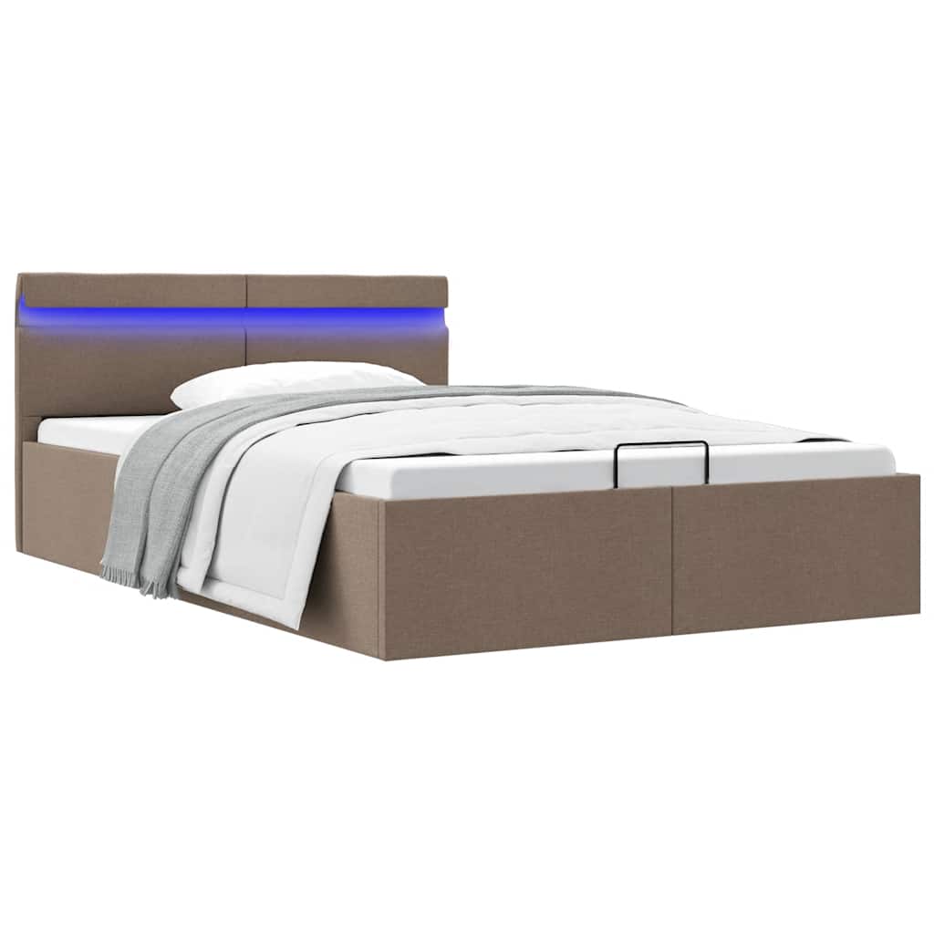 Πλαίσιο Κρεβατιού με Αποθ. Χώρο/LED Taupe 140x200 εκ. Ύφασμα - PAKOBAZAAR