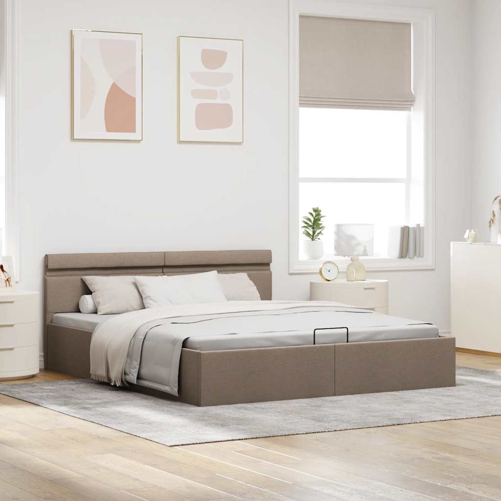 Πλαίσιο Κρεβατιού με Αποθ. Χώρο/LED Taupe 160x200 εκ. Ύφασμα - PAKOBAZAAR