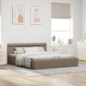 Πλαίσιο Κρεβατιού με Αποθ. Χώρο/LED Taupe 160x200 εκ. Ύφασμα - PAKOBAZAAR