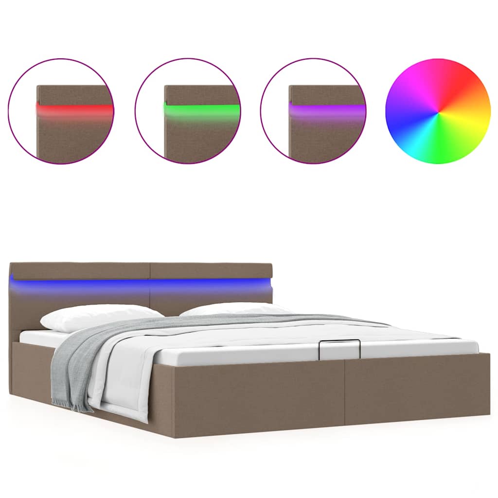 Πλαίσιο Κρεβατιού με Αποθ. Χώρο/LED Taupe 180x200 εκ. Ύφασμα - Pakobazaar
