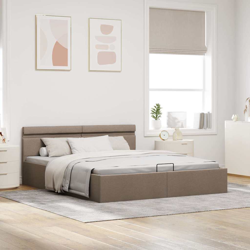 Πλαίσιο Κρεβατιού με Αποθ. Χώρο/LED Taupe 180x200 εκ. Ύφασμα - Pakobazaar