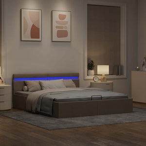 Πλαίσιο Κρεβατιού με Αποθ. Χώρο/LED Taupe 180x200 εκ. Ύφασμα - Pakobazaar