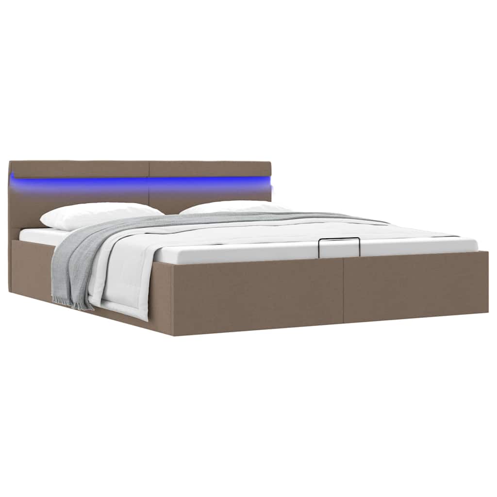 Πλαίσιο Κρεβατιού με Αποθ. Χώρο/LED Taupe 180x200 εκ. Ύφασμα - Pakobazaar