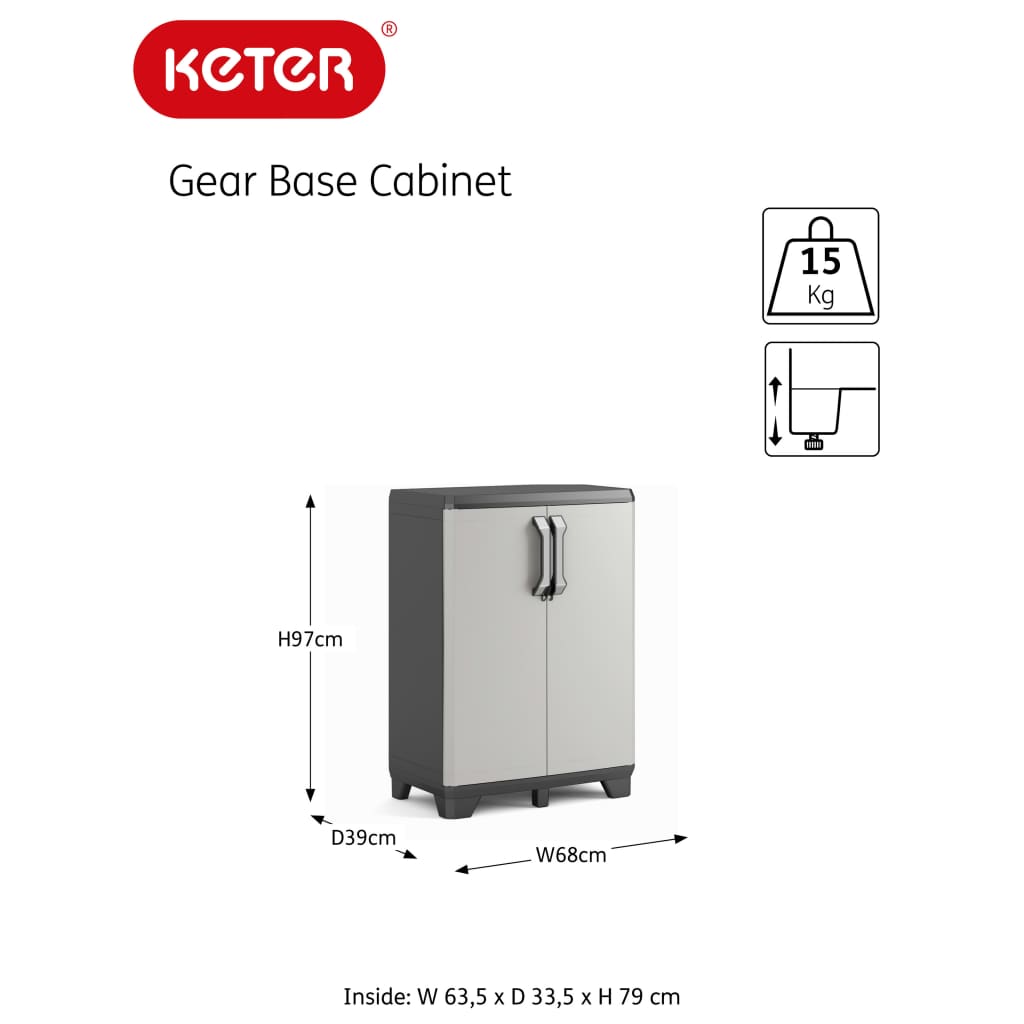 Keter Ντουλάπι Αποθήκευσης Χαμηλό Gear Μαύρο / Γκρι 97 εκ.
