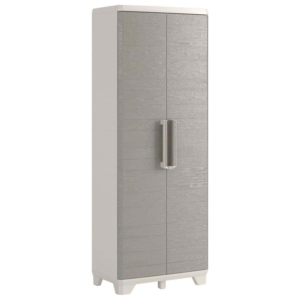 Keter Ντουλάπα Αποθήκευσης με Ράφια Wood Grain Κρεμ/Taupe 182 εκ. - Pakobazaar
