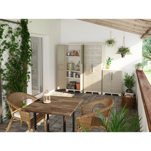 Keter Ντουλάπα Αποθήκευσης με Ράφια Wood Grain Κρεμ/Taupe 182 εκ. - Pakobazaar