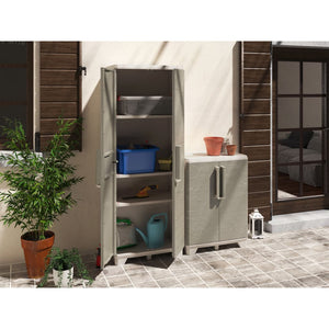 Keter Ντουλάπα Αποθήκευσης με Ράφια Wood Grain Κρεμ/Taupe 182 εκ. - Pakobazaar