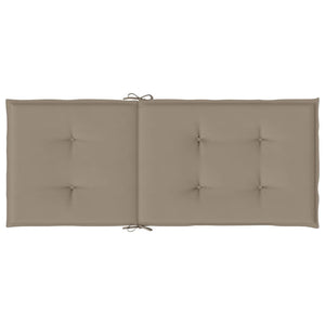 Μαξιλάρια Καρέκλας Κήπου με Πλάτη 2 τεμ. Taupe 120x50x3 εκ.