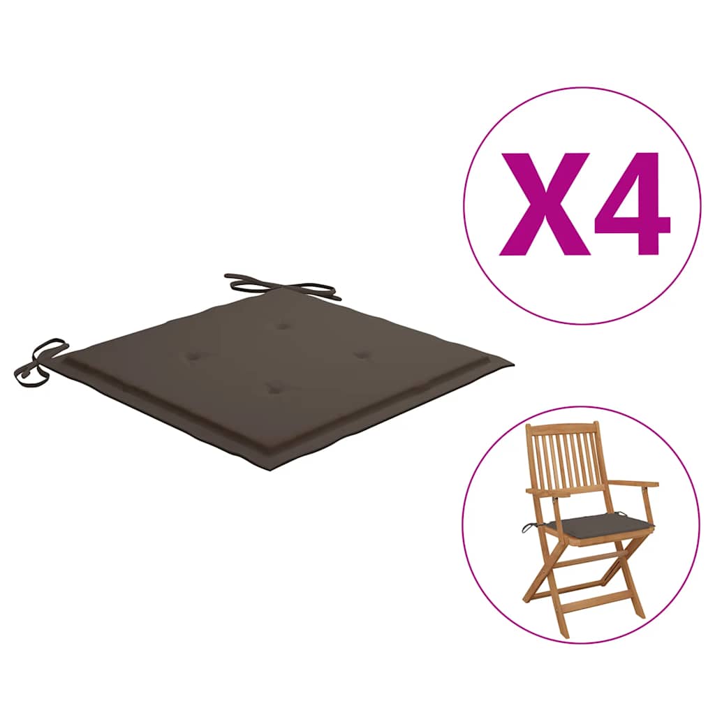 Μαξιλάρια Καρέκλας Κήπου 4 τεμ. Taupe 40x40x4 εκ. Υφασμάτινα