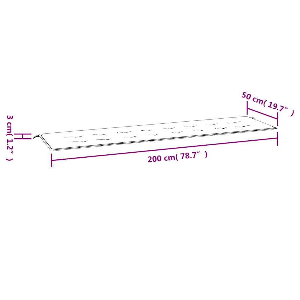 Μαξιλάρι Πάγκου Κήπου Μπλε 200x50x3 εκ. Ύφασμα Oxford