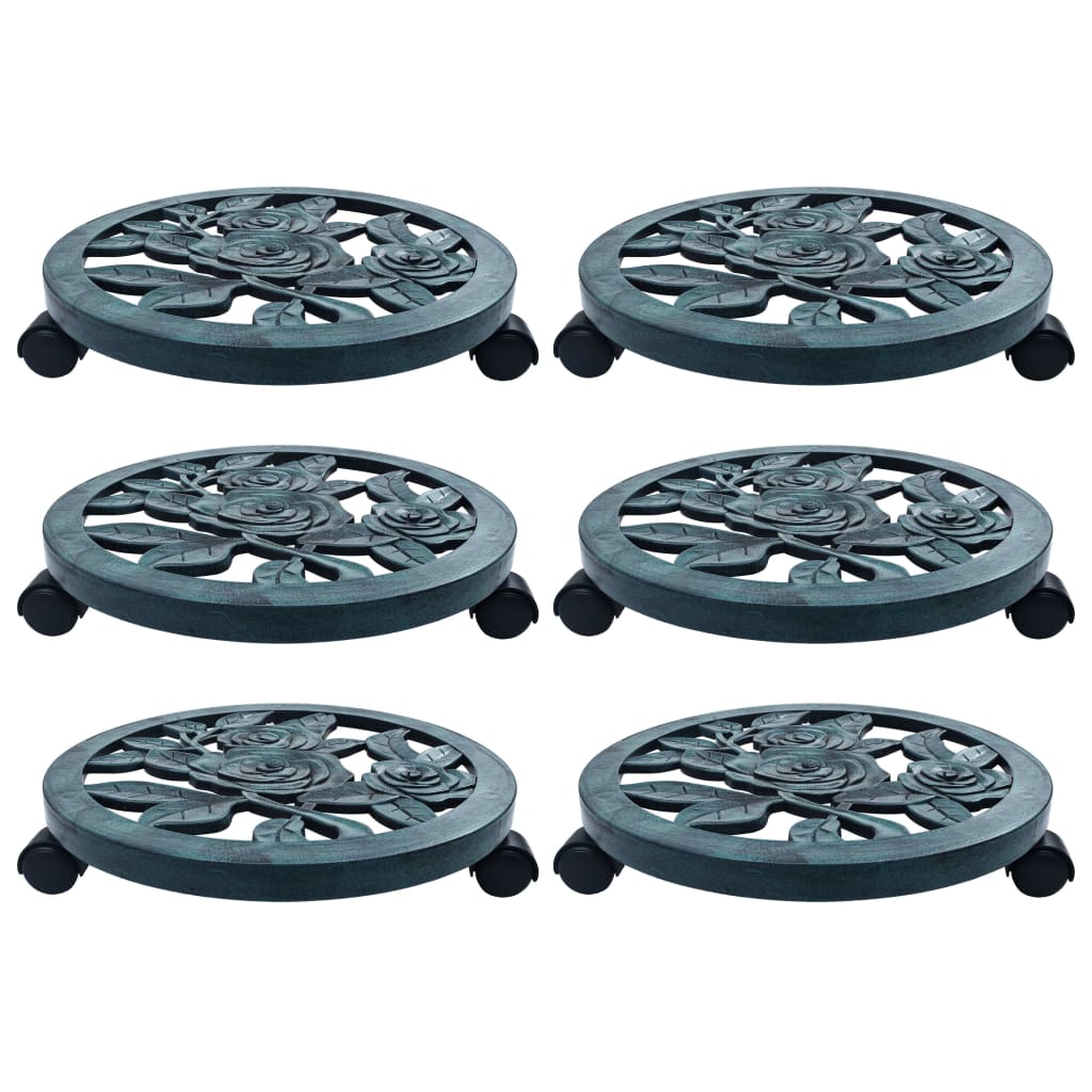 Βάσεις για Γλάστρες με Ρόδες 6 τεμ. Πράσινες 38 εκ. Πλαστικές