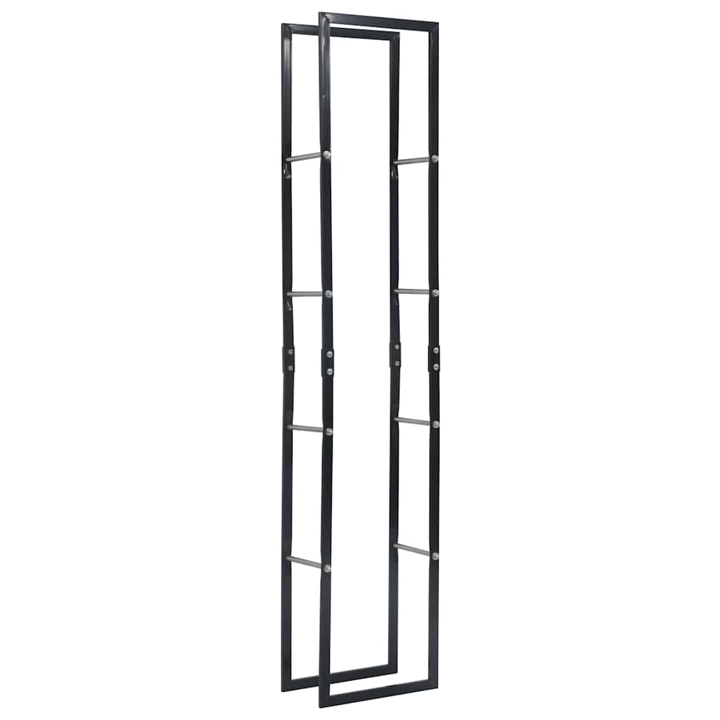 Ράφι Καυσόξυλων Μαύρο 40 x 25 x 200 εκ. Ατσάλινο - PAKOBAZAAR