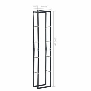 Ράφι Καυσόξυλων Μαύρο 40 x 25 x 200 εκ. Ατσάλινο - PAKOBAZAAR