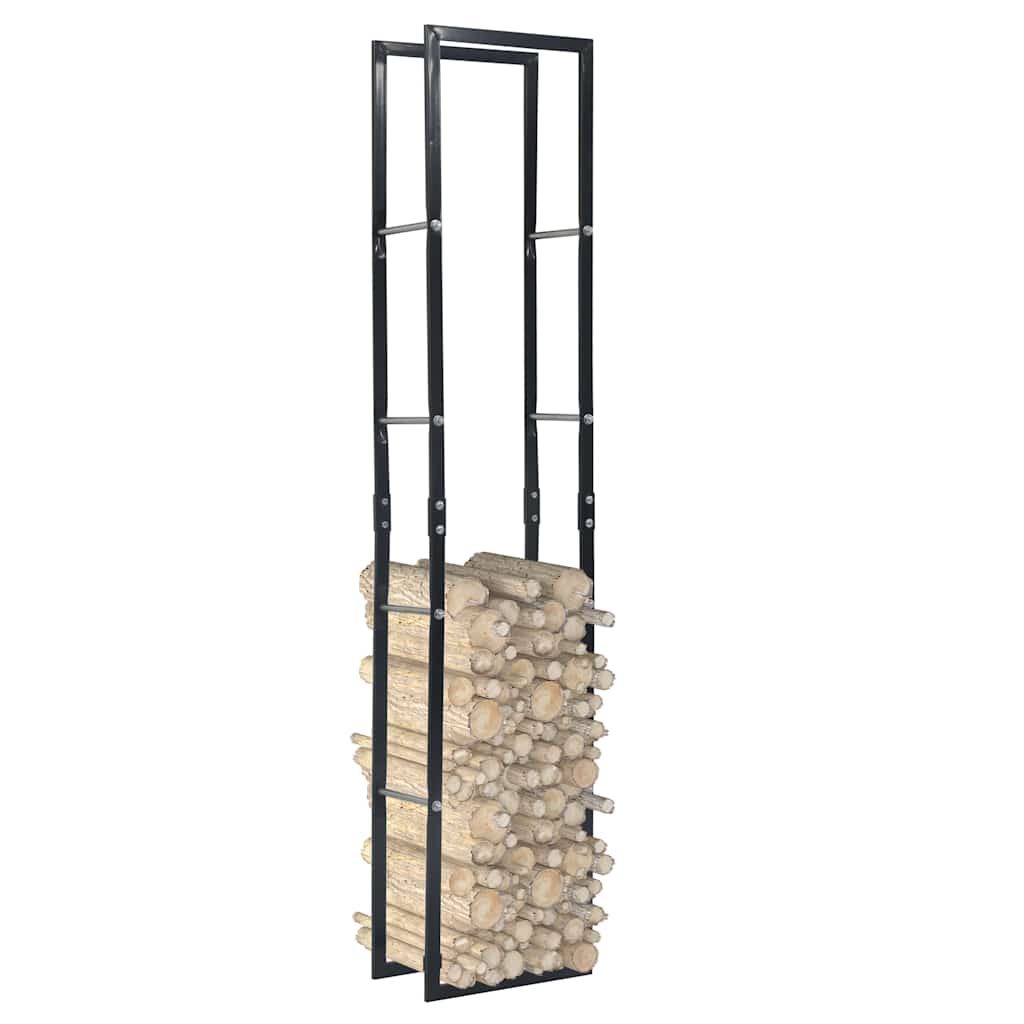 Ράφι Καυσόξυλων Μαύρο 40 x 25 x 200 εκ. Ατσάλινο - PAKOBAZAAR
