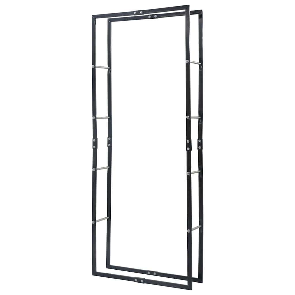Ράφι Καυσόξυλων Μαύρο 80 x 25 x 200 εκ. Ατσάλινο - PAKOBAZAAR