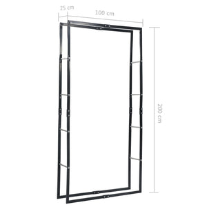 Ράφι Καυσόξυλων Μαύρο 100 x 25 x 200 εκ. Ατσάλινο - PAKOBAZAAR