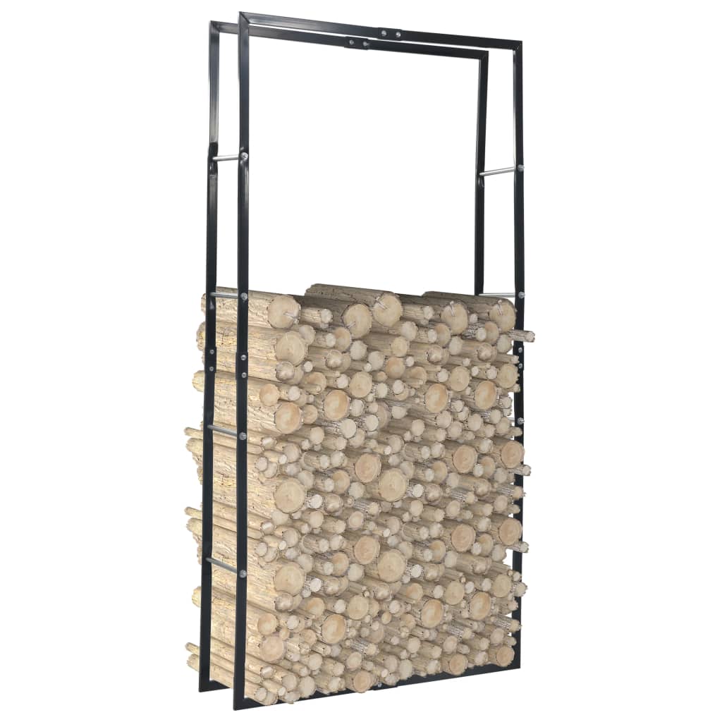 Ράφι Καυσόξυλων Μαύρο 100 x 25 x 200 εκ. Ατσάλινο - PAKOBAZAAR