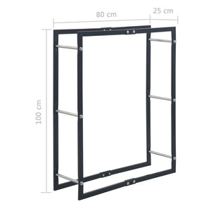 Ράφι Καυσόξυλων Μαύρο 80 x 25 x 100 εκ. Ατσάλινο - PAKOBAZAAR