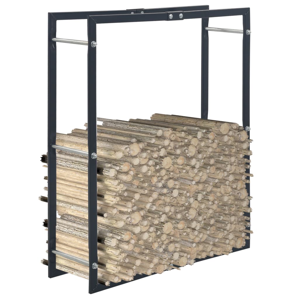 Ράφι Καυσόξυλων Μαύρο 80 x 25 x 100 εκ. Ατσάλινο - PAKOBAZAAR
