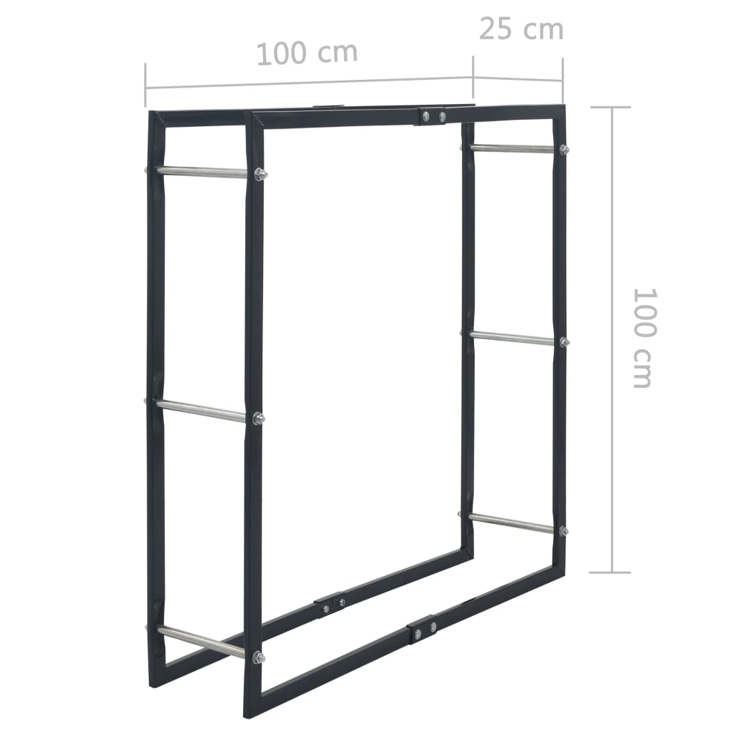 Ράφι Καυσόξυλων Μαύρο 100 x 25 x 100 εκ. Ατσάλινο - PAKOBAZAAR