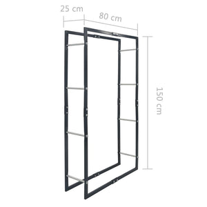 Ράφι Καυσόξυλων Μαύρο 80 x 25 x 150 εκ. Ατσάλινο - PAKOBAZAAR