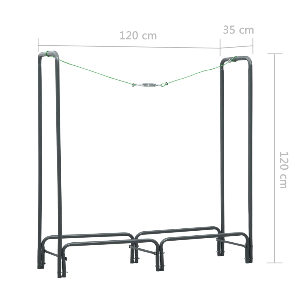 Ράφι Καυσόξυλων Ανθρακί 120 x 35 x 120 εκ. Ατσάλινο - PAKOBAZAAR