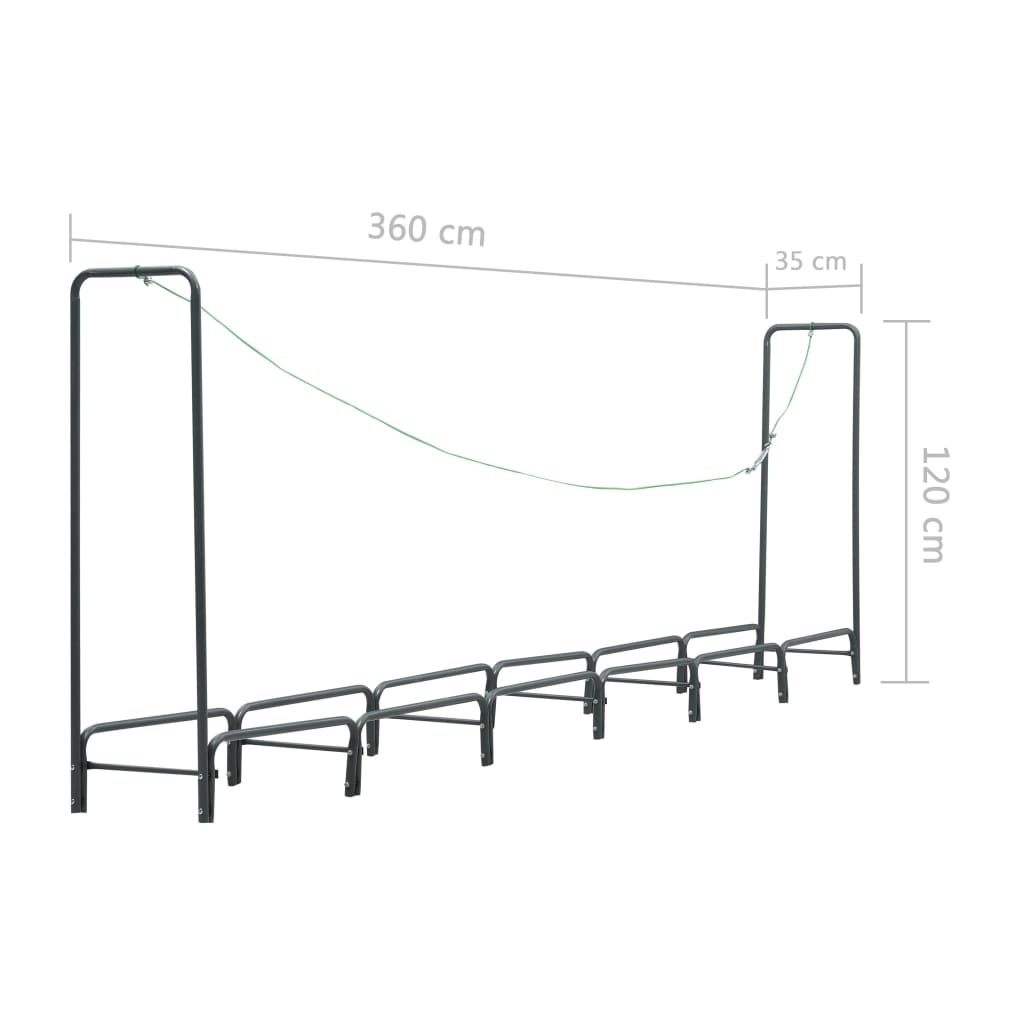 Ράφι Καυσόξυλων Ανθρακί 360 x 35 x 120 εκ. Ατσάλινο - PAKOBAZAAR